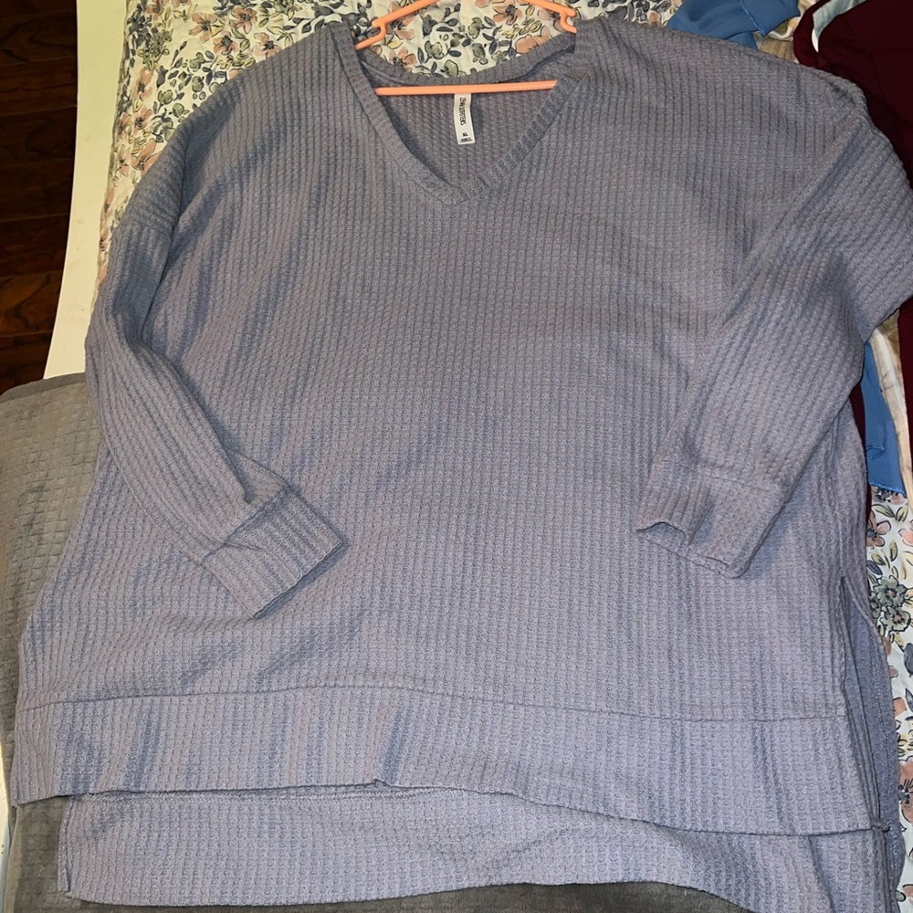 Purple waffle knit tunic